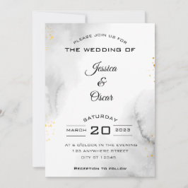 Convite de Casamento Preto e Branco Moderno