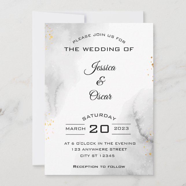Convite de Casamento Preto e Branco Moderno (Frente)