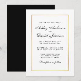 Convite de Casamento Preto e Branco Moderno e Eleg