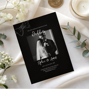 Convite de Casamento Preto e Branco Monocromático