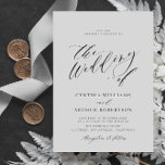 convite de casamento preto e branco para script si<br><div class="desc">casamento entre temas negros e brancos com um roteiro simples. Os detalhes e cores do texto podem ser personalizados para corresponder às cores do tema do casamento.</div>