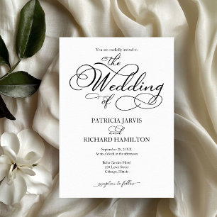 Convite de Casamento Preto e Branco QR Elegante