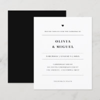 Convite de Casamento Preto e Branco Simples Modern