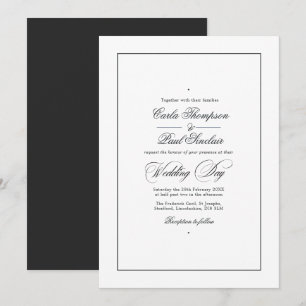 Convite de Casamento Preto e Branco Simplista