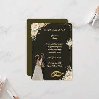 Convite de Casamento Preto e Dourado de Luxo