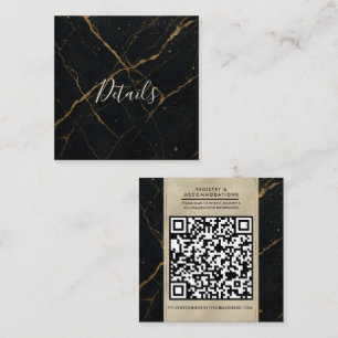 Convite de Casamento Preto e Dourado Mármore Meia-