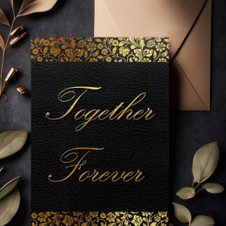 Convite de Casamento Preto e Dourado Para Sempre