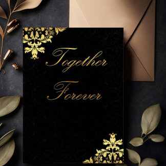 Convite de Casamento Preto e Dourado Para Sempre