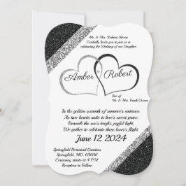 Convite de Casamento Preto e Prata com poema do Co