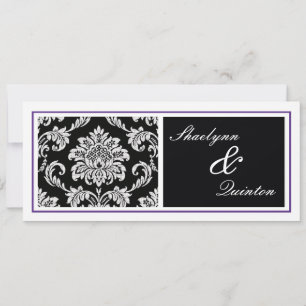 Convite de Casamento Preto e Roxo em Damasko