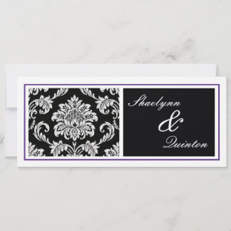 Convite de Casamento Preto e Roxo em Damasko