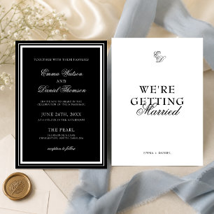 Convite de Casamento Preto Elegante Estamos Nos Ca