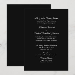 Convite de Casamento Preto Formal Elegante