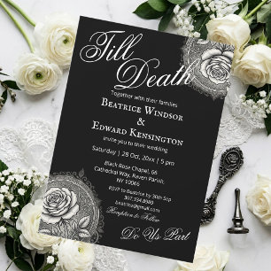 Convite de Casamento Preto Minimalista Monocromáti