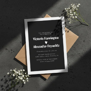 Convite de Casamento Preto Moderno