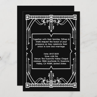 Convite de Casamento Preto Personalizado
