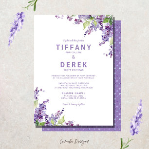 Convite De Casamento Puro De Aquarela Floral Lilac