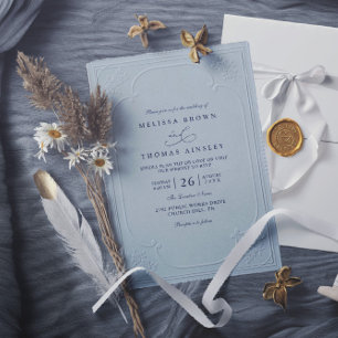 Convite de Casamento QR Code Elegante Relevo Ornam