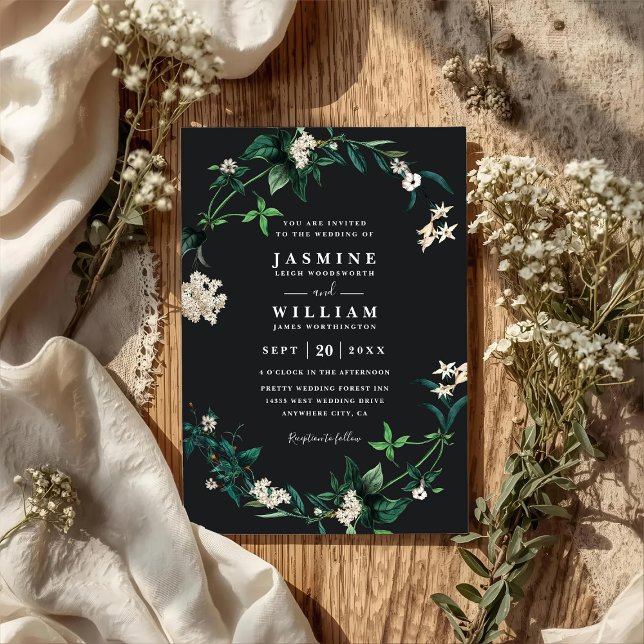 Convite de Casamento QR Code Floral Hortênsia Rúst (Criador carregado)