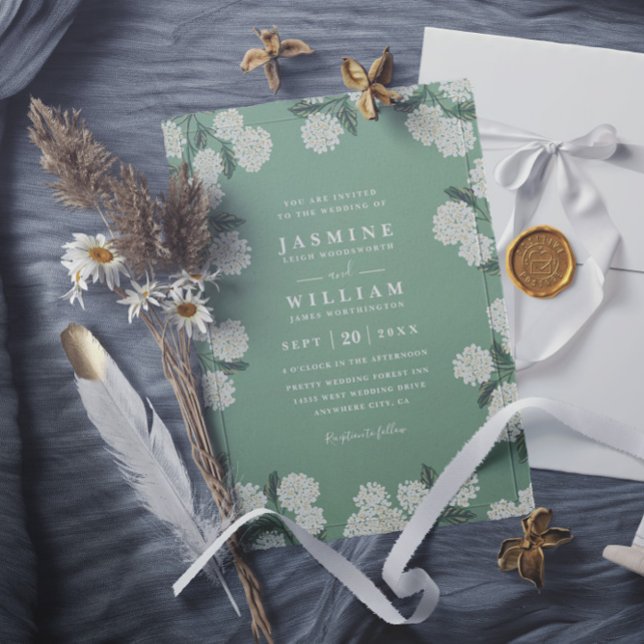 Convite de Casamento QR Code Floral Hortênsia Rúst (Criador carregado)
