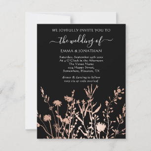 Convite de casamento QR CODE Floral Prado Preto Br