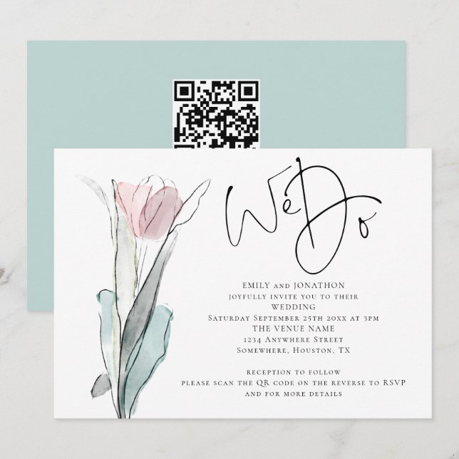 Convite de Casamento QR Code Foto Nós Fazemos Rote (Frente/Verso)