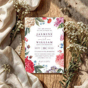 Convite de Casamento QR Code Jardim de Flores Silv