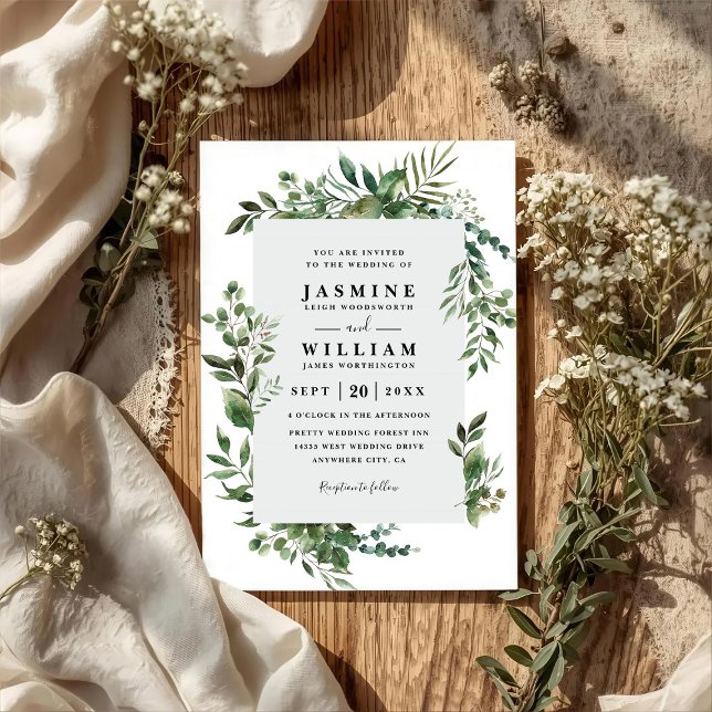 Convite de Casamento QR Code Rústico Elegante Euca (Criador carregado)