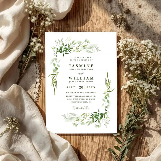 Convite de Casamento QR Code Rústico Elegante Euca (Criador carregado)