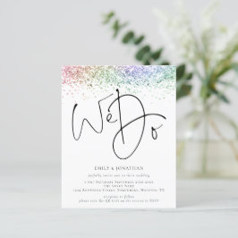 Convite de casamento QR do Rainbow Glitter de Orça