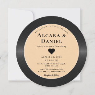Convite de Casamento QR em Vinil Retro Vintage