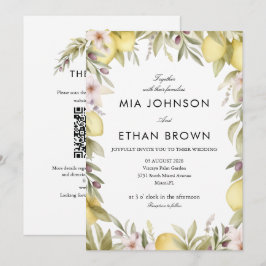 Convite de CASAMENTO QR FLORAL LIMÃO VERDE CÍTRICO