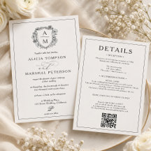 Convite de Casamento Qr Floral Preto e Branco Tudo