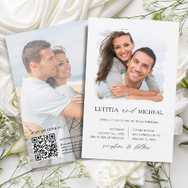 Convite de Casamento QR Foto Preto e Branco 2 Orça