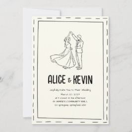 Convite de Casamento QR Minimalista Ilustração Mar