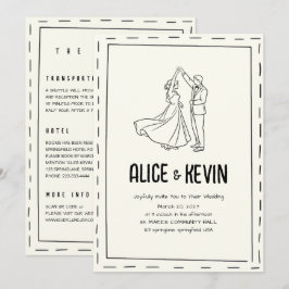 Convite de Casamento QR Minimalista Ilustração Mar