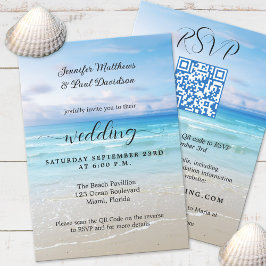 Convite de Casamento QR Praia Colorido Simples