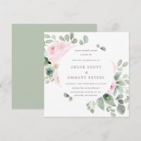 Convite De Casamento Quadrado Botânico Floral Cor-