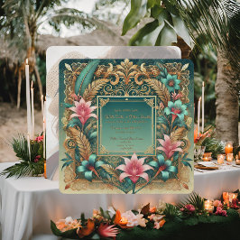 Convite de Casamento Quadrado com Elegância Tropic