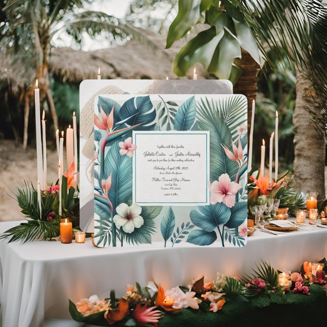 Convite de Casamento Quadrado com Essência Tropica (Criador carregado)