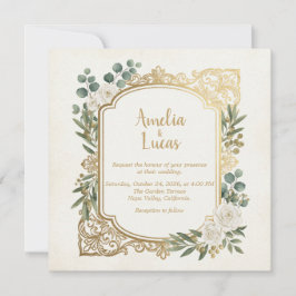 Convite de Casamento Quadrado com Verdejante e Dou