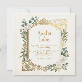 Convite de Casamento Quadrado com Verdejante e Dou
