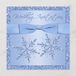 Convite de Casamento Quadrado de Neve Azul-Gelo