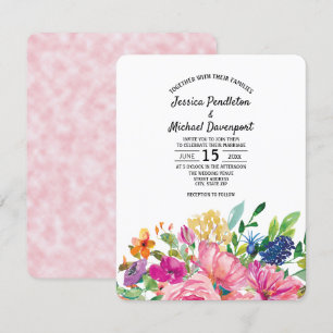 Convite de Casamento Quadrado Floral Aquarela Colo