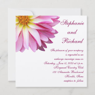 Convite de Casamento Quadrado Hot Pink Dahlia