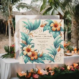 Convite de Casamento Quadrado Iridescente Tropical