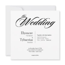 Convite de Casamento Quadrado Minimalista Preto e 