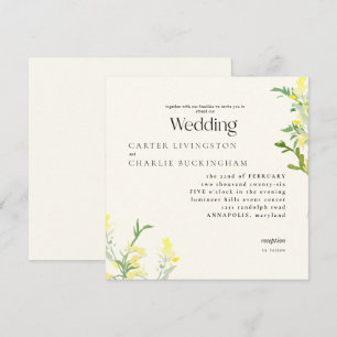 Convite de Casamento Quadrado Monograma de Flores