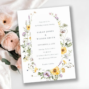 Convite de Casamento Quadro de Flor Silvestre Lilá