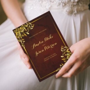 Convite de Casamento Quadro Dourado Luxuoso